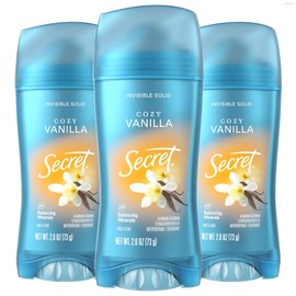 Secret Fresh Antiperspirant Deodorant for Women, 72hr Breathable Sweat & Odor Protection, Instant Freshness & Gentle, PH Balancing Minerals, Invisible Solid, Cozy Vanilla Scent, 2.6 oz (Pack of 3)