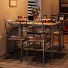 GAOMON Dining Table Set for 4, Rectangle Kitchen Table with 4 Wood Chairs Set for 4, 5-Piece Compact Apartment Kitchen & Dining Room Set Furniture for Small Spaces, Space-Saving, Rustic Brown