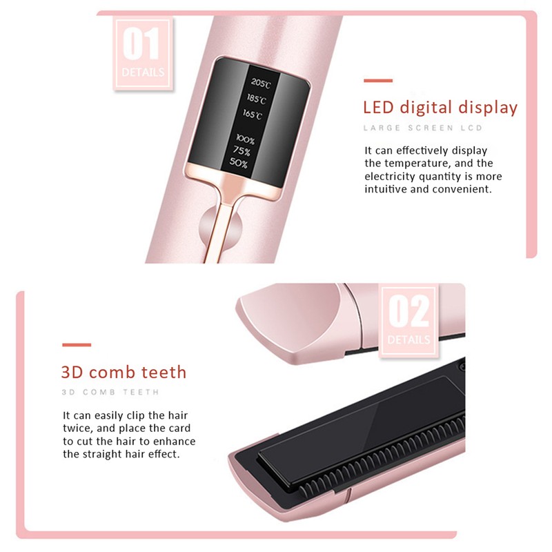 2 in 1 Curling Iron and Straightener USB Wireless Straightener