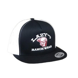Lazy J Ranch Wear Black and White 4" Embroidered Cap Western Cowboy Theme.