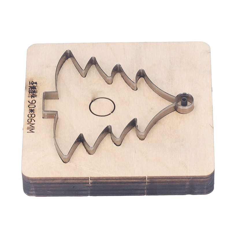 Leather Cutting Die Christmas Tree Alloy Steel and Birch Wood