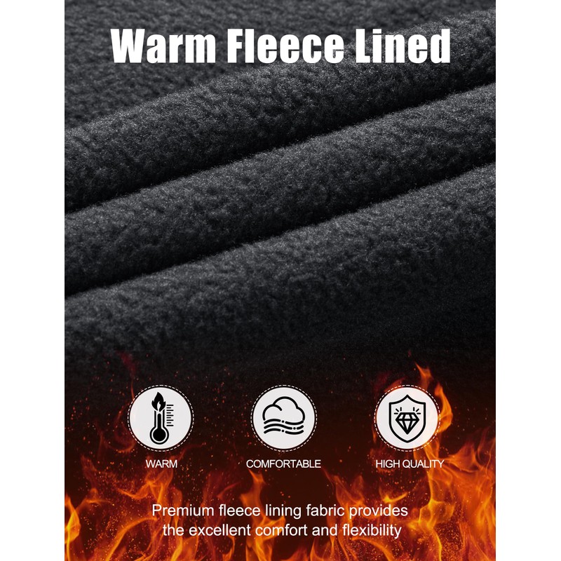 FREE SOLDIER Men's Cargo Pants with Zipper Pockets Fleece Lined