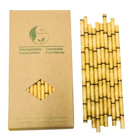 Yellow Bamboo Straws Replacement for Plastic Straws, 100% Organic Eco Friendly Bamboo Straws