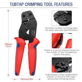 Crimping Pliers Blade Receptacles Set - TUBTAP® Blade Receptacle Pliers with 300 Pieces Cable Connector Tool Kit 0.5-1.5 mm² (AWG 22-16)