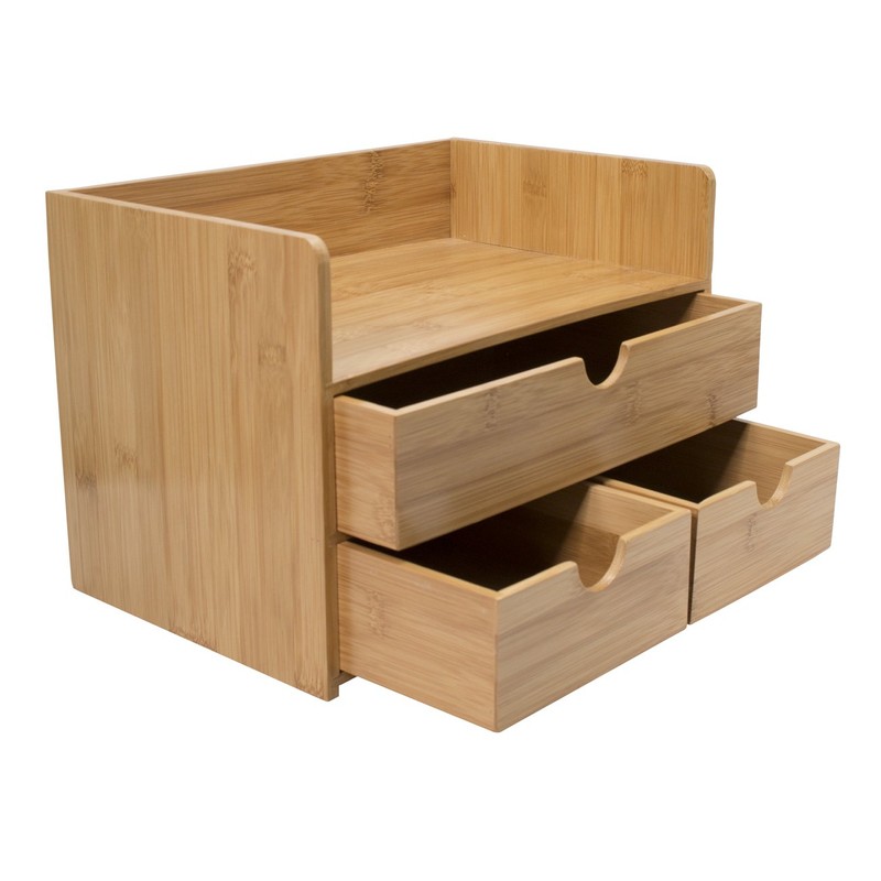 Sorbus Bamboo Desk Organizer - 3-Tier 100% Bamboo Desktop Organizers