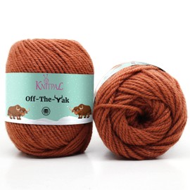Off-The-Yak Heavy Worsted/Aran Weight #4, Knitting and Crocheting Wool Yarn, 25% Yak, 50% Wool, 25% Acrylic, 3 Skeins per Pack, 360yds/300g (Deep Orange)