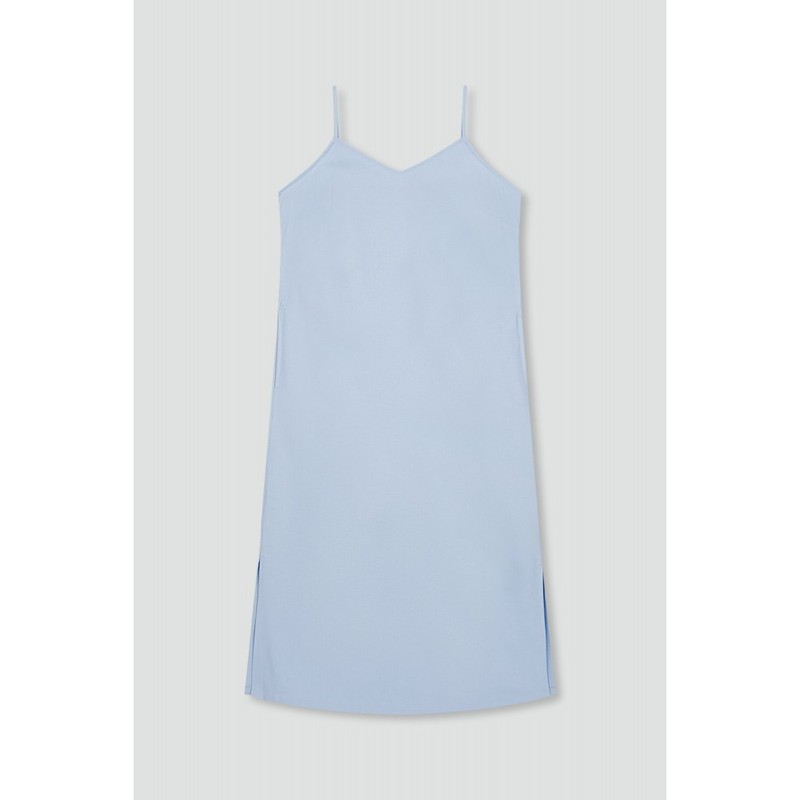 JAJU [JAJU] Light Linen Blended Bustier Dress_Sky Blue