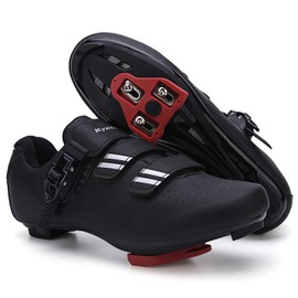 Mens Womens Cycling Shoes Compatible with Pelaton Bike Shoes Road Bike Riding Bicycle Pre-Installed with Delta Cleats Clip Indoor Outdoor Pedal Size 5.5 Black