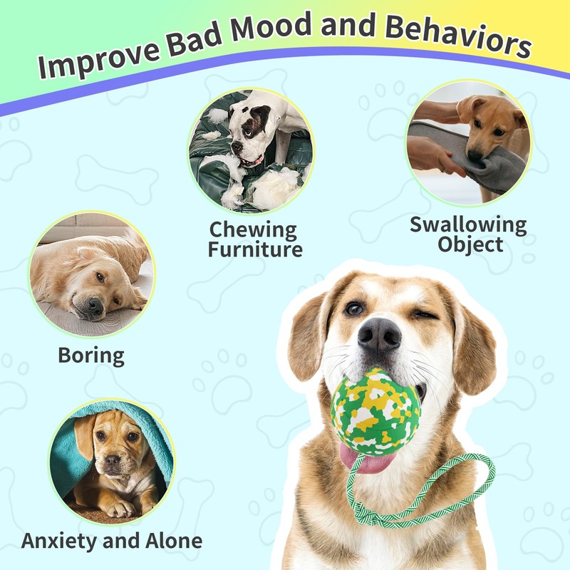 PawSailor Dog Toy Ball on Rope, Aggressive Chewers Heavy Duty