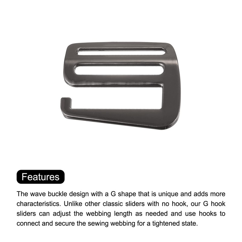 sourcing map Metal G Hooks Webbing Buckles, 4Pcs 1.5" 38mm