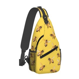 Cuczpau Crossbody Bags For Women Men Bees Yellow Sling Backpack Chest Shoulder Bag Gym Cycling Travel Hiking Daypack