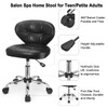 JOSTZHXIN Home Rolling Stool, PU Leather Rolling Chair with Back,
