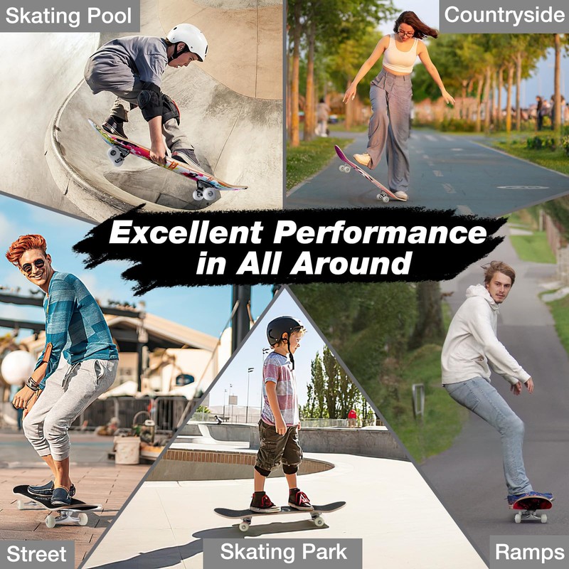 BELEEV Skateboards for Beginners, 31 x 8 inch Complete Skateboard
