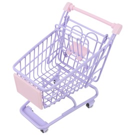 TOYANDONA Mini Supermarket Handcart Metal Shopping Cart Toy Kids Shopping Trolley for Pretend Play (Lavender)
