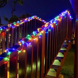 YEGUO Solar Trampoline Lights, 72ft 200 LED Rope Lights Outdoor Waterproof, 8 Modes Solar String Lights Clear PVC Tube Lights (Multicolor)