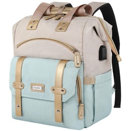 FuisDiL Laptop Backpack for Women,Doctor Teacher College Work Shoulder Purse Bag,Travel Airline Approved Backpack for 15.6 Inch,Large Wide Open RFID Anti Theft USB Charging Port