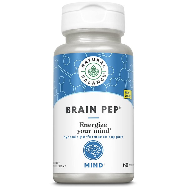Natural Balance Brain Pep | Brain Function Supplement with Ginkgo Biloba, Kola Nut | Helps Support Improved Memory, Focus & Mental Clarity | 60 Capsules