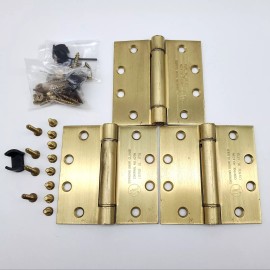 S. Parker UL1279 Self Closing Hinges 4.5" x 4.5" Satin Brass USA Made 3 Pack