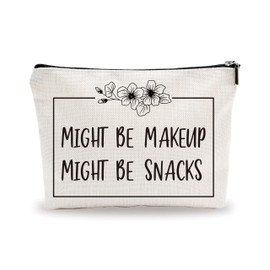 YKYENR Minimalism Makeup Bag - Might Be Make Up, Might Be Snacks - Funny Quotes Cosmetic Bag, Toiletry Bag, Gift For Girls, Besties, Personal Care & Accessories - A26
