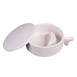 AlcOry UNS Sumiike White Round Inkstone for Calligraphy Liquid and Face Painting with Lid