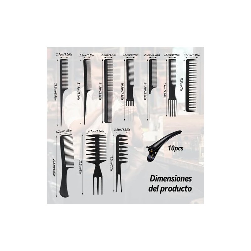 Nivofu Hair Comb Negro 20 Cm 20pcs Peine Peluquer?a, Juego