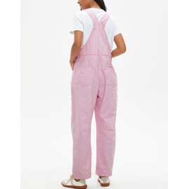 Kedera Women Denim Overalls Casual Loose Baggy Jumpsuits Striped Pants Sleeveless Bib Jumpers with Pockets