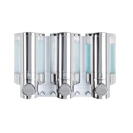 Better Living Aviva - Dispensador de Ducha de 3 cámaras, dispensador de jabón de Ducha para baño y Hotel, Ganchos Integrados, sin taladros, dispensado