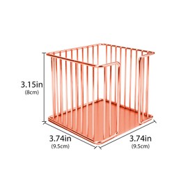 DODAMOUR Sticky Note Holder, 3.74 x 3.74 Inches Self Post Note Pad Holder, Metal Cube Sticky Note Dispenser, Memo Pad Holder Organizer for Home Office Desk Supplies (Rose Gold)