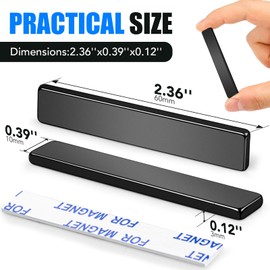 MIKEDE N42 Extra Strong Magnets, 12 Pack Black High Power Neodymium Magnets Heavy Duty Bar Magnets with Double-Sided Adhesive, Powerful Rectangular Magnets for Fridge, Garage - 2.36 x 0.39 x 0.12in