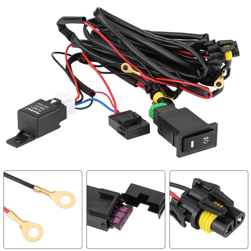 Fog Light Switch Wiring Kit 12V 40A Car LED Fog