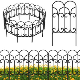 AMAGABELI GARDEN & HOME 10 Panels 22in(H)×10ft(L) Decorative Garden Fences and Borders for Dogs No Dig Metal Fence Panels Garden Edging Border Fence for Animal Barrier Fencing for Flower Beds Yard