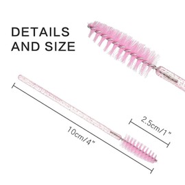 50 PCS Disposable Eyelash Brushes Mascara Wands Eye Lash Eyebrow Applicator Cosmetic Makeup Brush Tool Kits (crystal pink)