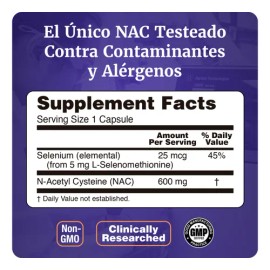 Nac 600mg  Antioxidante Anti Radical Libre  250 Caps                                                                                                  