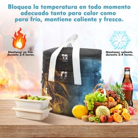 Bolsa del Almuerzo,Lonchera Térmica para Hombre/Mujer, Doble Compartimento,Loncheras Portátil con Asas, Correa Ajustable, Impermeable, Gran Capacidad para Trabajo, Picnic, Viajes (Negro-B)