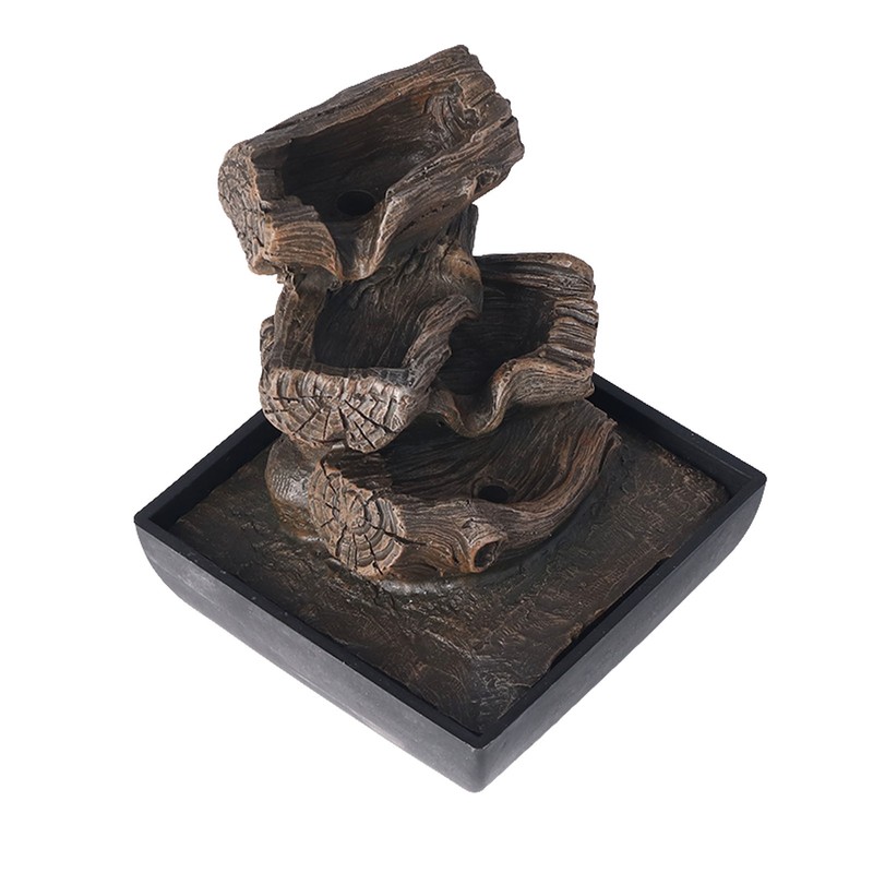 Tabletop Water Fountain Resin with Cascading Rock Waterfall and LED