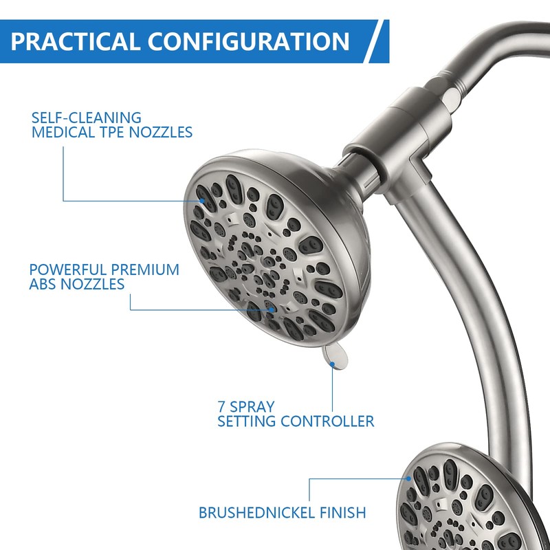 UCLIMAA High Pressure 48-Settings Shower Head with Handheld Shower,Drill-Free 3-Way