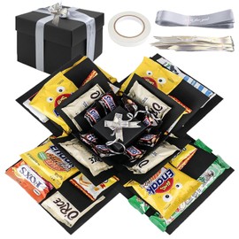 5-Layer Explosion Box DIY Surprise Box & Surprise Box with Tape + Ribbon Multi-Purpose Gift Box for Birthday, Christmas, Valentine's Day, Wedding & Anniversary (Black)