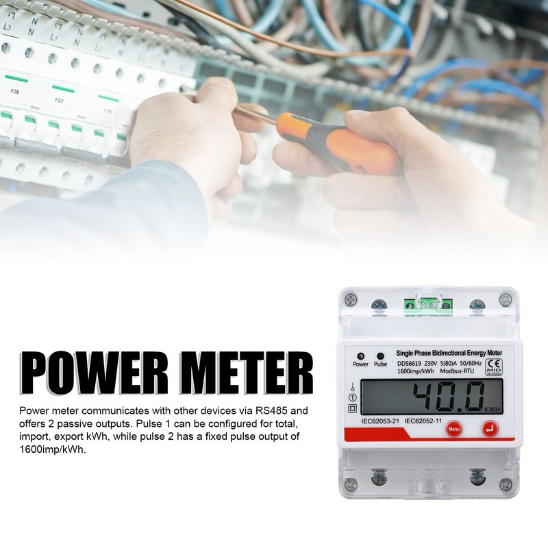 Electricity Meter 4P LCD Display Multifunctional RS485 Single Phase Bidirectional