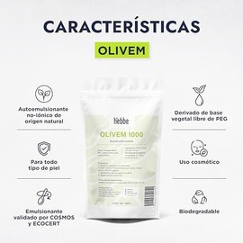 HEBBE Olivem 1000 500 g | Autoemulsionante Natural PEG-Free | Emulsiones Suaves O/W | Extra Hidratante