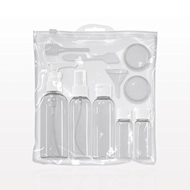 10 Pc Travel Bottle and Container Set - TSA Airline Approved - Shatterproof and Leakproof Clear Plastic