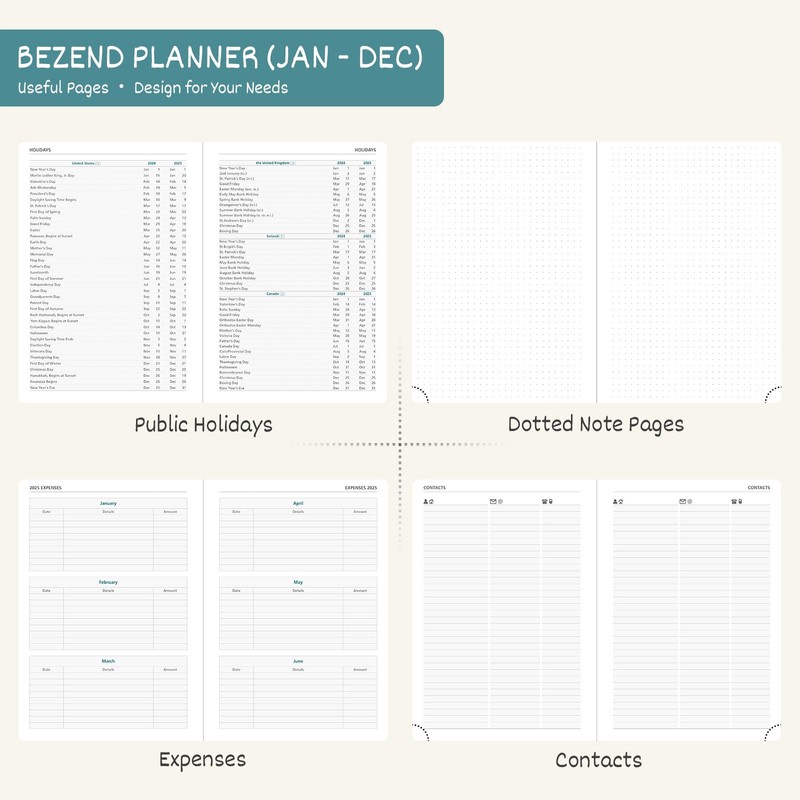 BEZEND 2026 Planner Weekly and Monthly (6" x 8.5") Daily