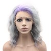 Mxangel Medium Long Wavy Blue Wig Synthetic Lace Front Two