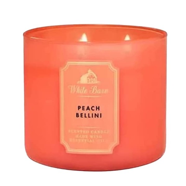Bath and Body Works, White Barn 3-Wick Candle w/Essential Oils - 14.5 oz - 2021 Fresh Spring Scents! (Peach Bellini)
