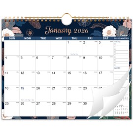 2026 Calendar - Wall Calendar 2026, JAN.2026 - DEC.2026, 8.5" x 11", 2026 Wall Calendar with Twin-Wire Binding, Hanging Hook, Unruled Block - Engraved Art Floral