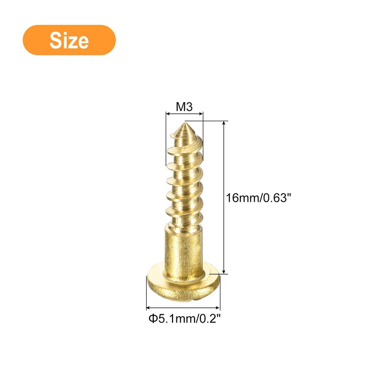 sourcing map Wood Screws M3 x 16mm Slotted Round Head