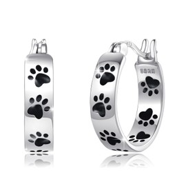 Dog Earrings for Women Small Hoops Earrings Sterling Silver Paw Print Huggie Hoop Earrings Puppy Hoops Cat Pet Paw Hoops Huggie Earrings Cartilage Earrings Cute Jewelry Gifts for Women Teen Girls,