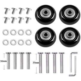 LOTOWELZON 4Pcs Set Luggage Replacement Wheels 45mm with 6mm(0.24") Bearings Repair Kits ABEC 608zz for Suitcase and Inline Outdoor Skate and Caster Board (Black, OD45*THK18mm/1.77"*0.7")