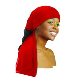 DONNA Soft Satin Long Wrap Scarf 58" x 14", Silk Hair Wrap for Sleeping Head Wrap for Women, Headband for Women RED Color