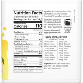 Clear Protein Powder Drink Mix, 19g Plant Pea Protein Isolate, Light & Refreshing Vegan Water Protein, Smooth No-Grit Formula, Lemon Ice Flavored Easy