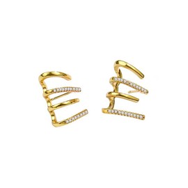 14K Gold Plated Sterling Silver Post Split Huggie Earrings Layered Cuff Hoop Split Huggie Earring Inlaid Zircon Lightweight Hoops Ear Studs for Women Teen Girls
